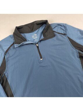 Champion Duo Dry 1/4 Zip Pullover Athletic Top Men’s M Black Blue Long Sleeve